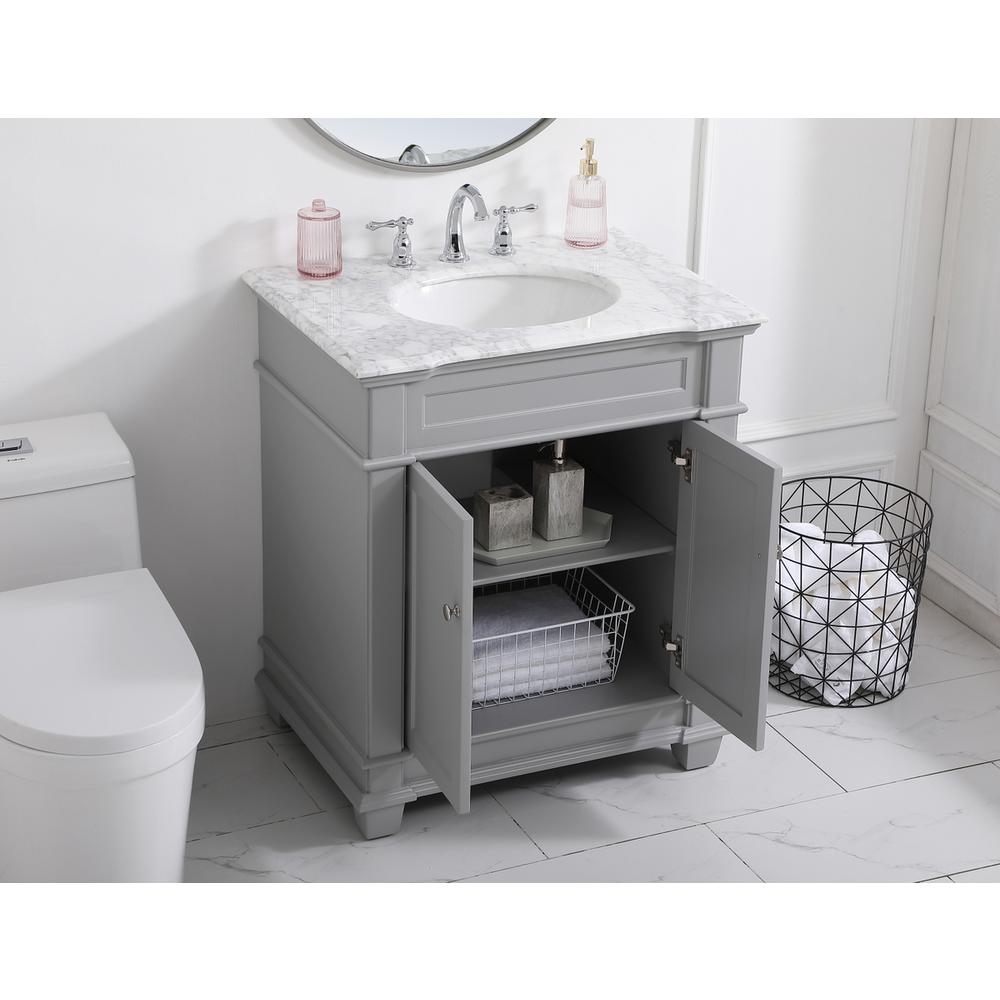 30 inch Single Bathroom Vanity set in Grey. Picture 3
