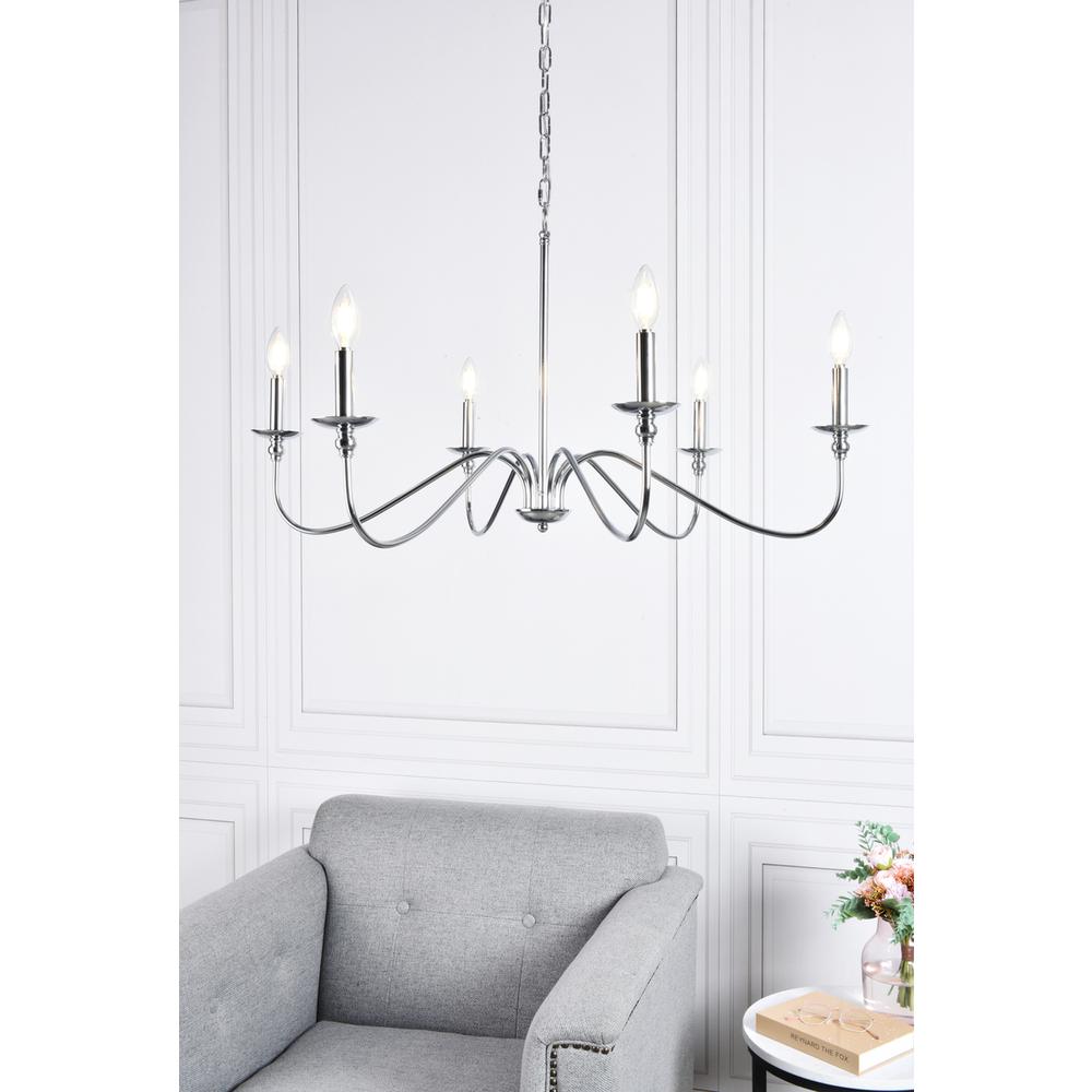 Rohan 6 lights polished nickel chandelier. Picture 6