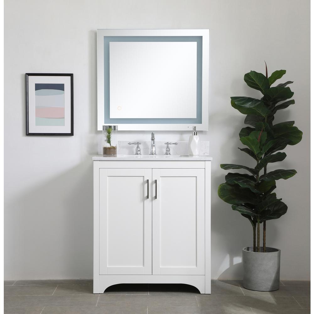 30 inch Single Bathroom Vanity in White with Backsplash. Picture 6