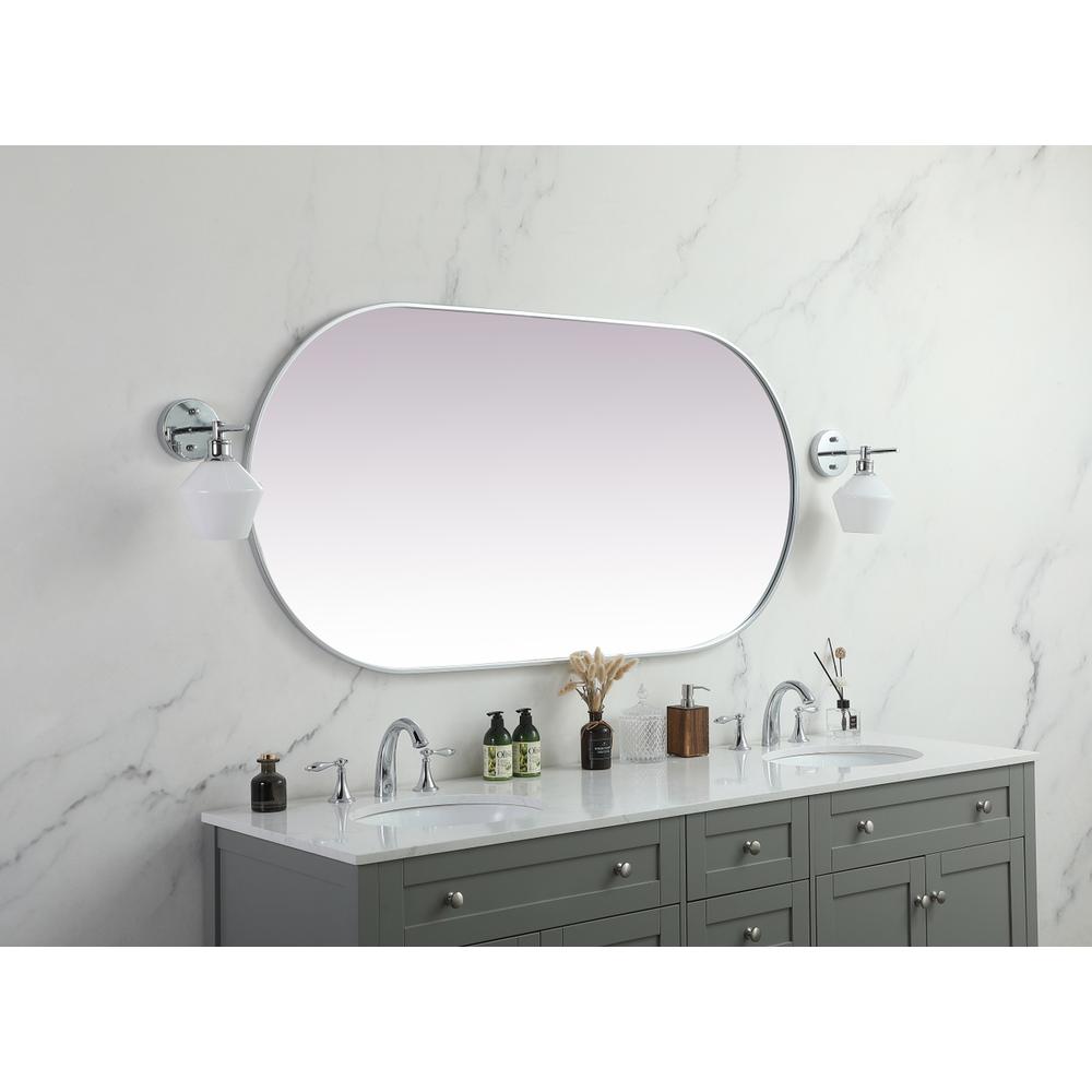 Metal Frame Oval Mirror 30x60 Inch in Silver. Picture 4