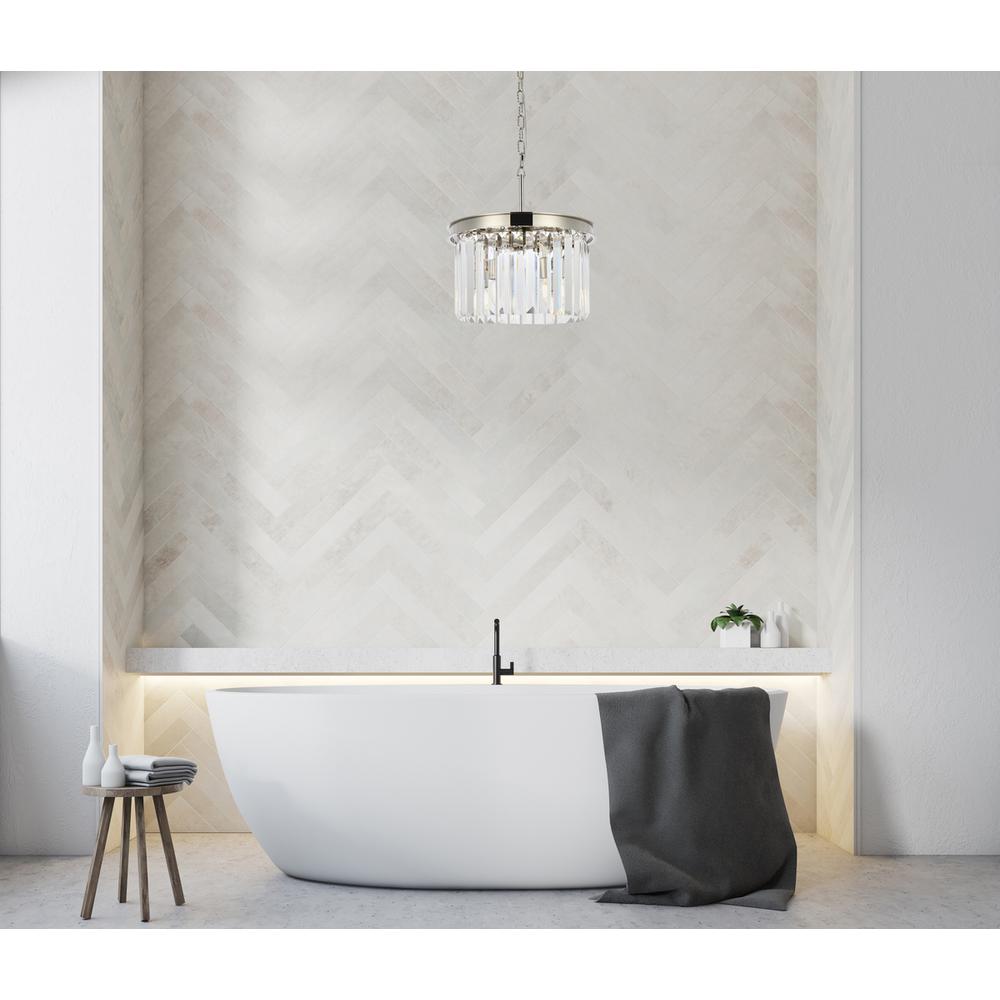 Sydney 3 light polished nickel Pendant Clear Royal Cut Crystal. Picture 7