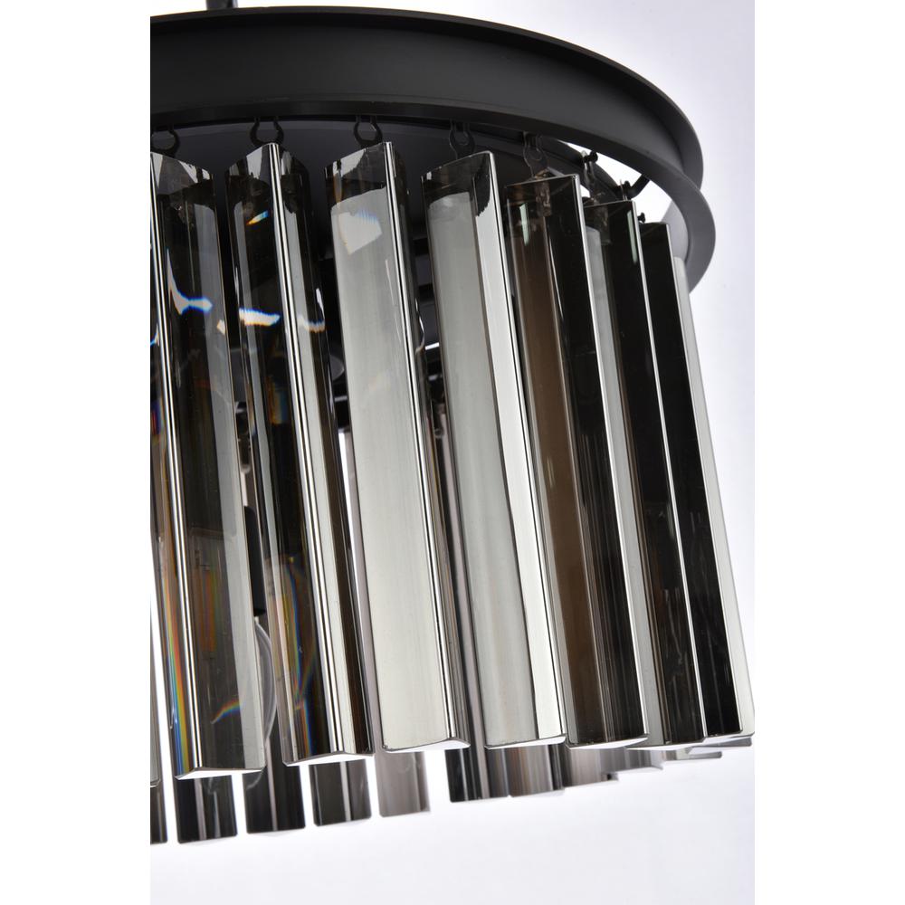 Sydney 3 light Matte Black Flush Mount Silver Shade (Grey) Royal Cut Crystal. Picture 5
