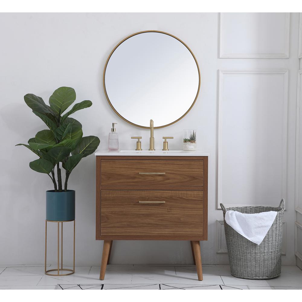 30 inch bathroom vanity in Walnut Brown. Picture 4