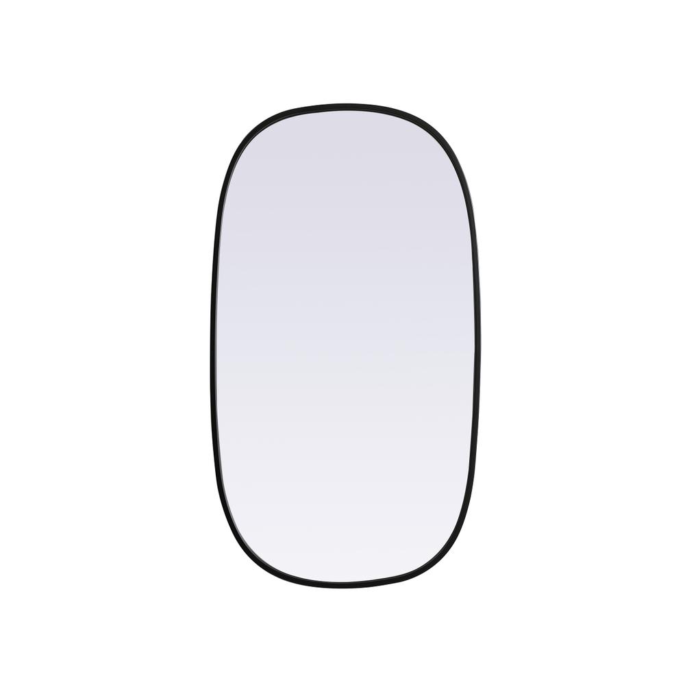 Metal Frame Oval Mirror 20x36 Inch in Black. Picture 1