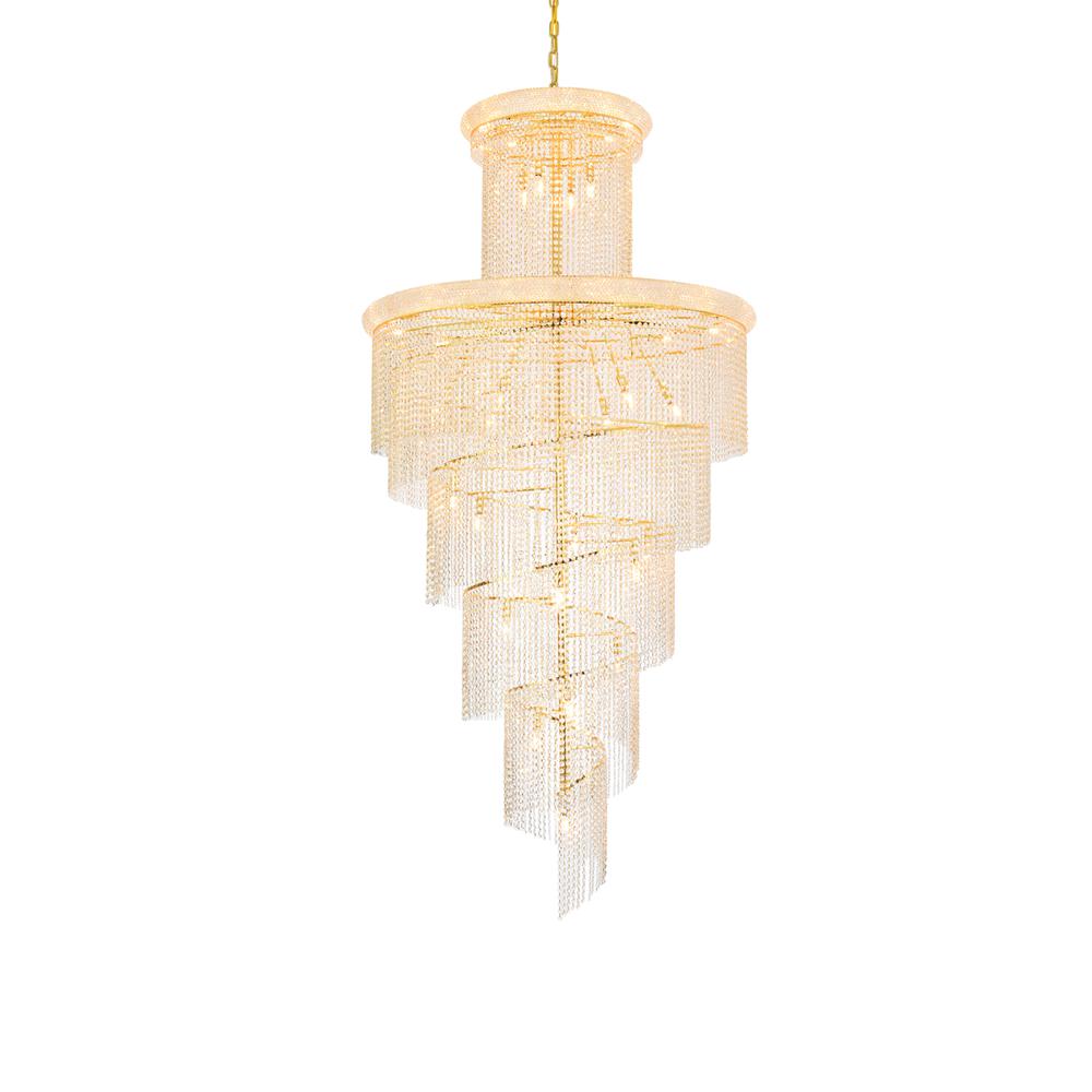 Spiral 41 light Gold Chandelier Clear Royal Cut Crystal. Picture 2