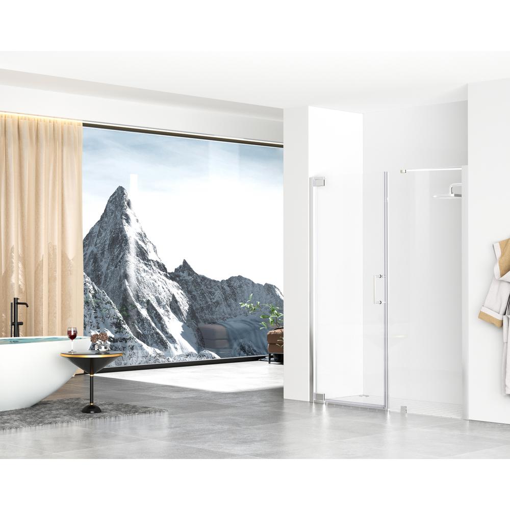 Semi-frameless hinged shower door 60 x 72 Polished Chrome. Picture 3