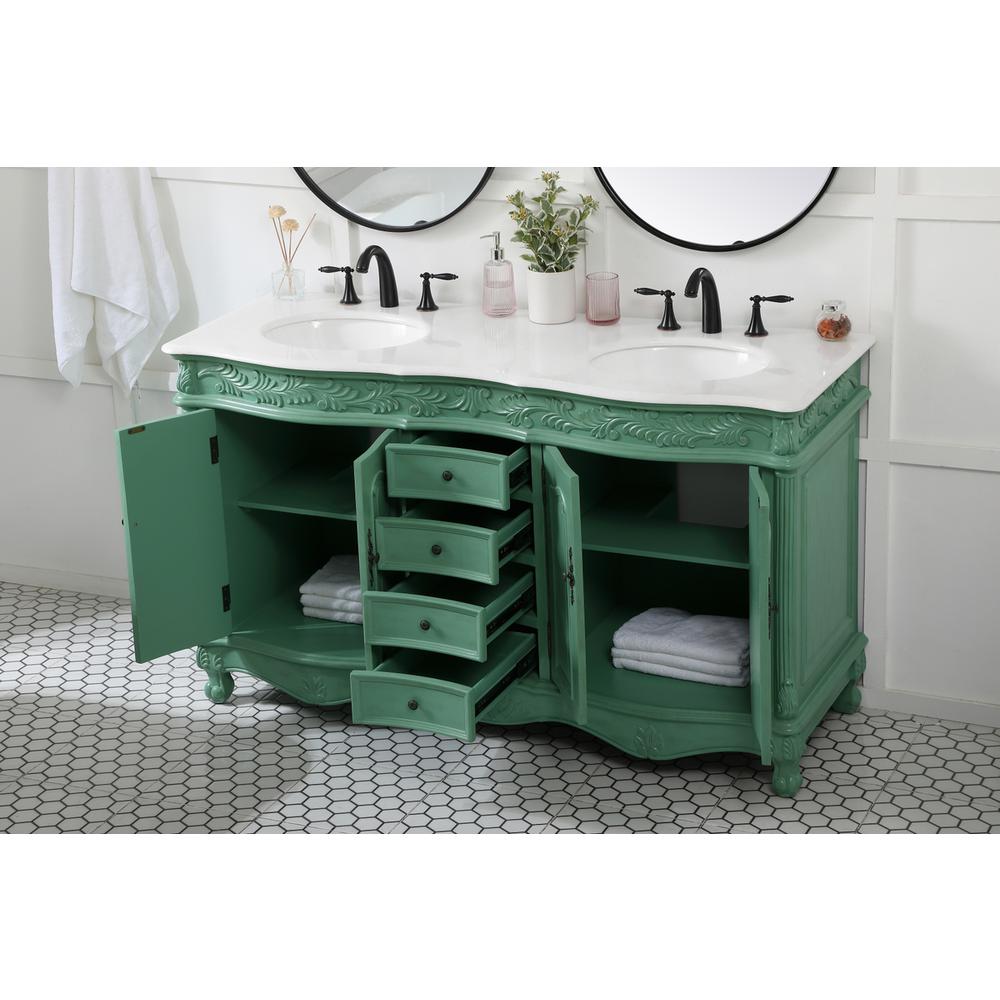 60 inch double Bathroom vanity in vintage mint. Picture 3