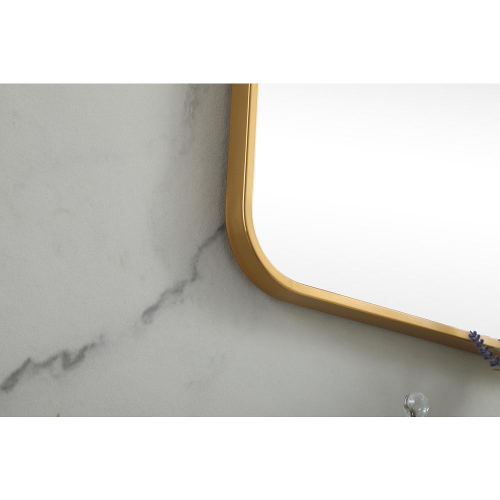Soft corner metal square mirror 42x42 inch in Brass. Picture 6