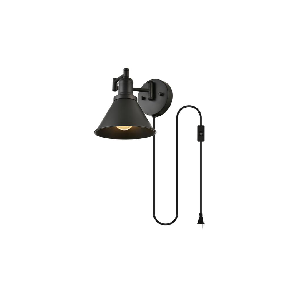 Jair 1 light Black swing arm plug in wall sconce. Picture 2
