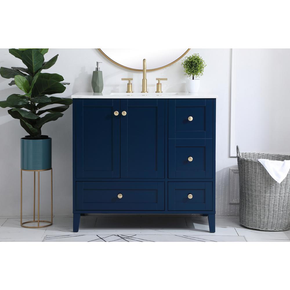 36 inch Single Bathroom Vanity in Blue. Picture 14