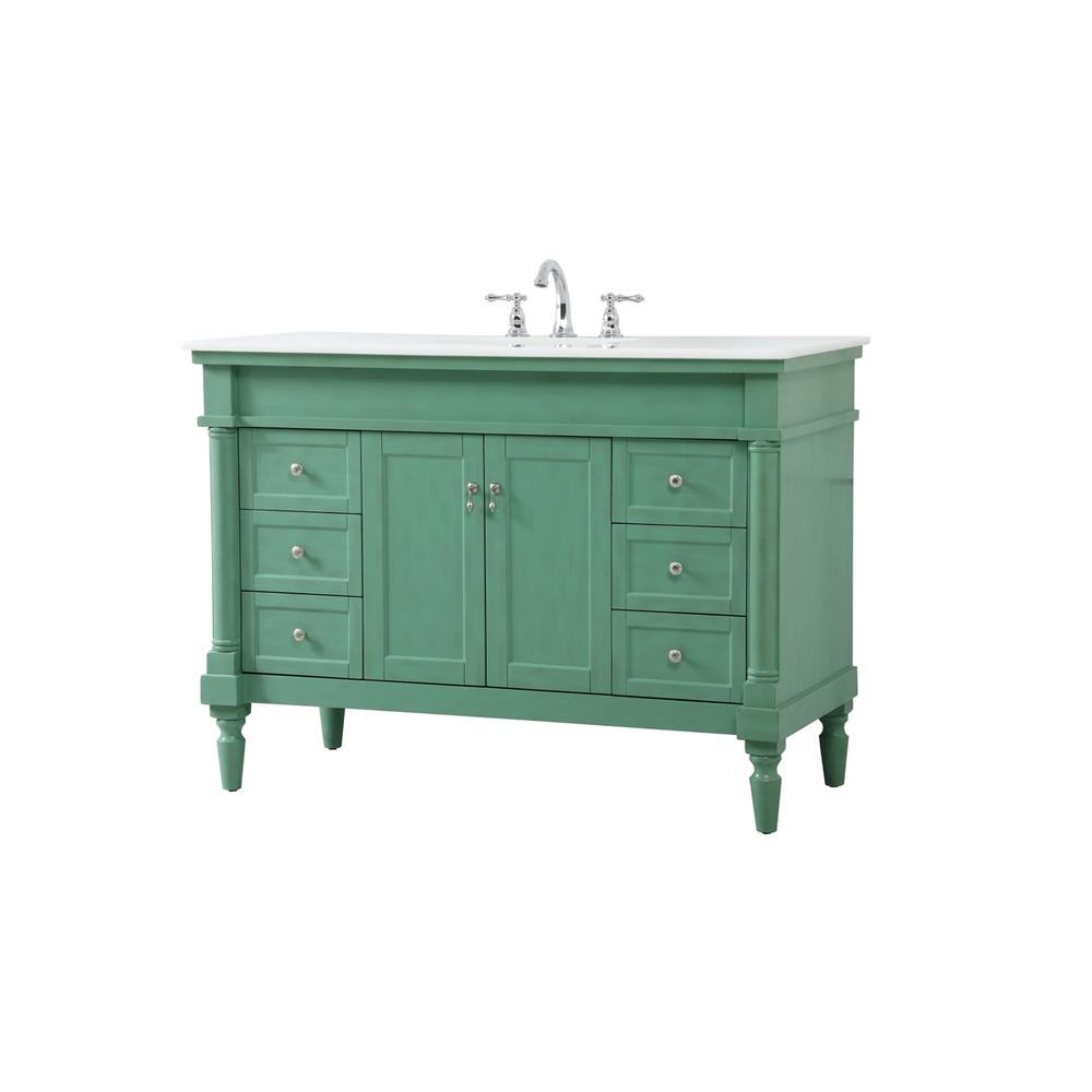 48 inch Single Bathroom vanity in vintage mint. Picture 7