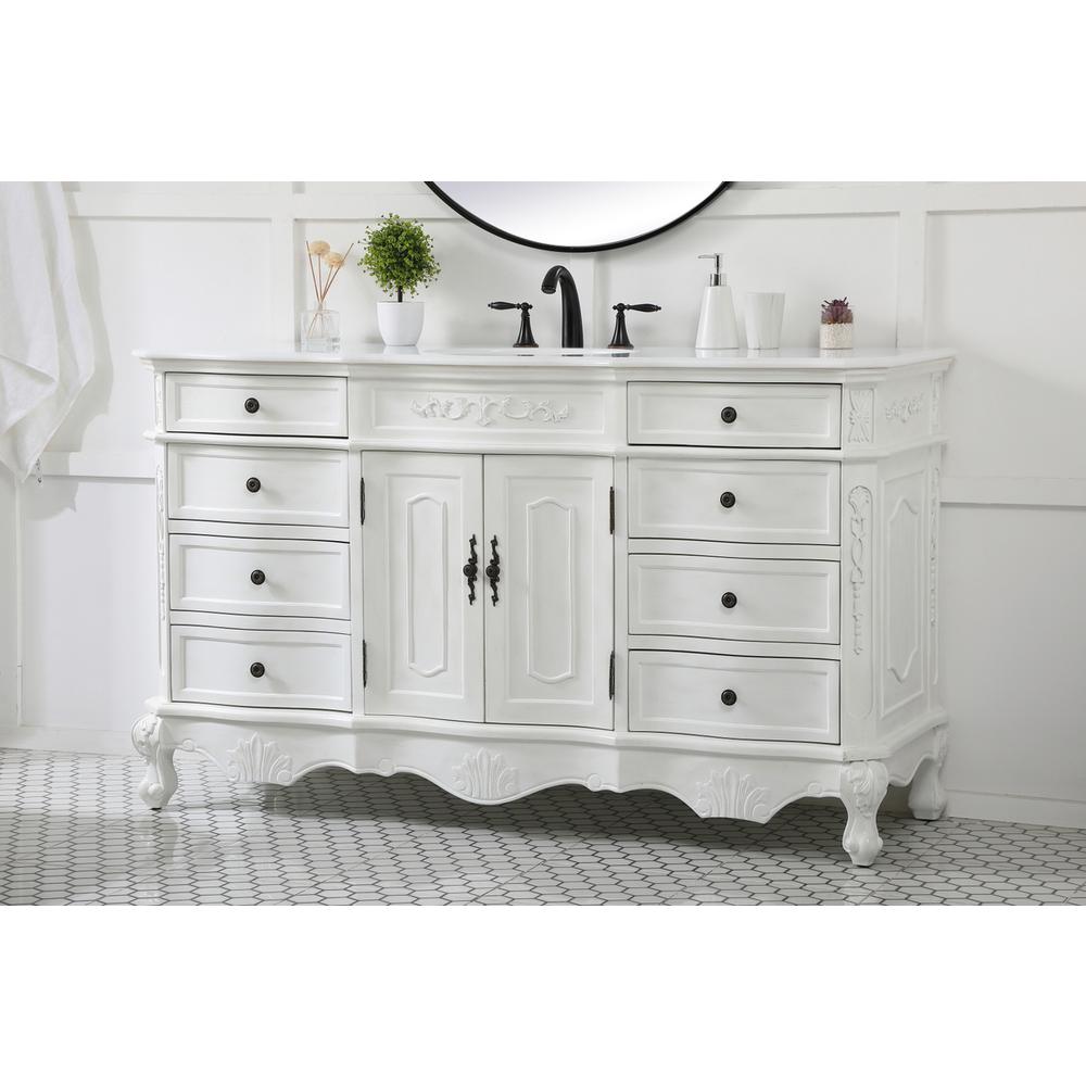 60 inch Single Bathroom vanity in antique white. Picture 2