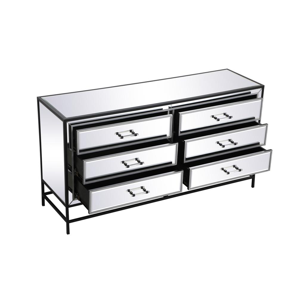 60 inch mirrored 6 drawers chest in black. Picture 6