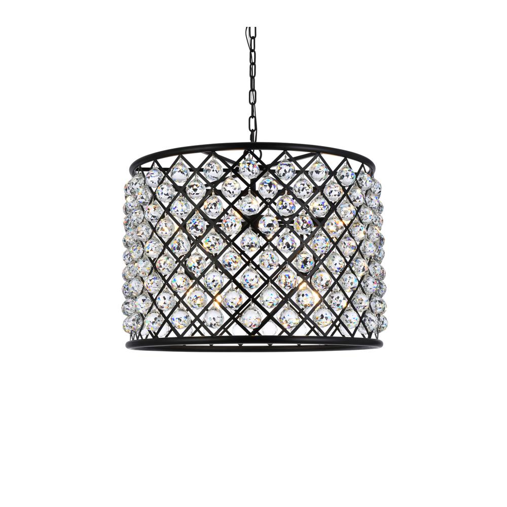 Madison 8 light Matte Black Chandelier Clear Royal Cut Crystal. Picture 2