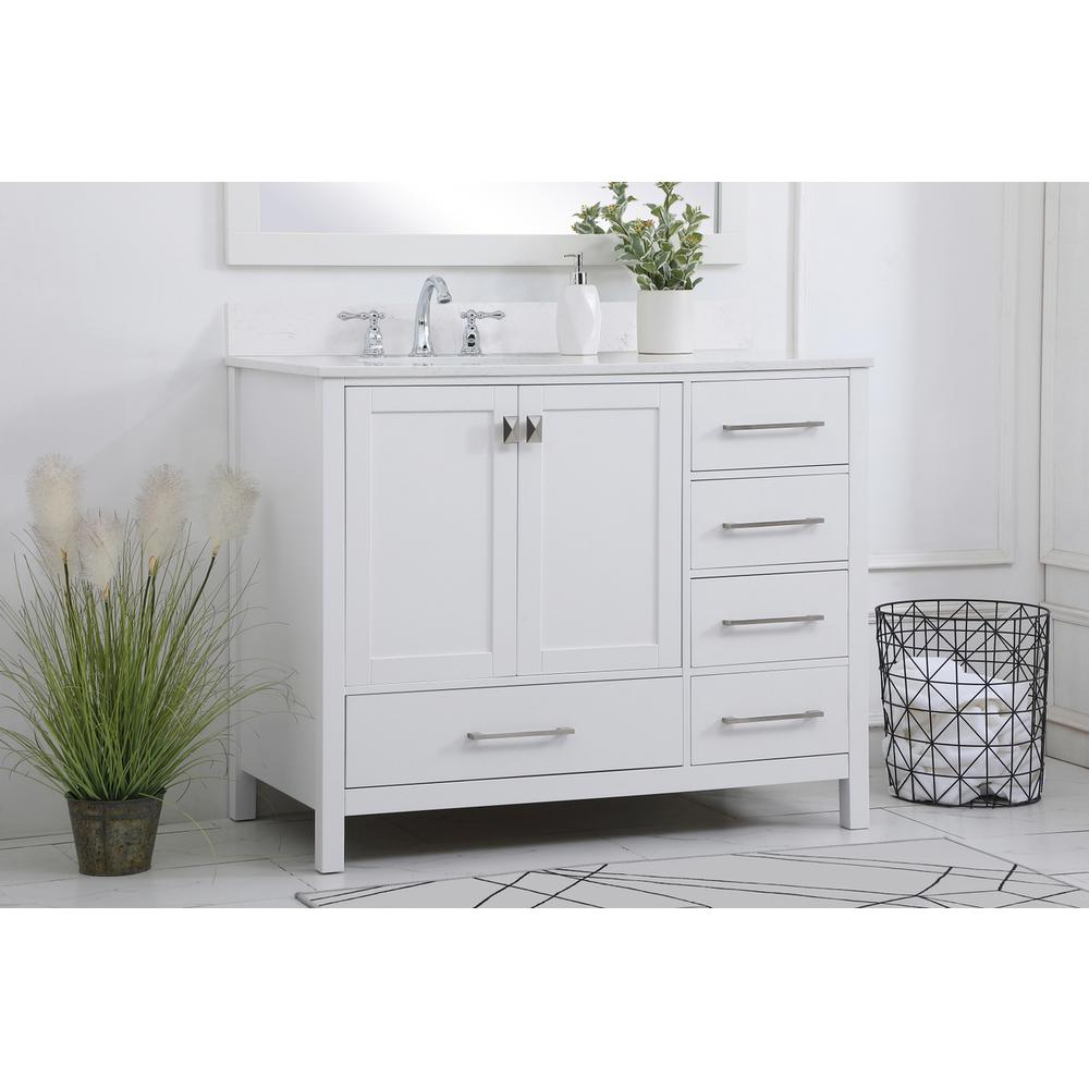 42 inch Single Bathroom Vanity in White with Backsplash. Picture 2