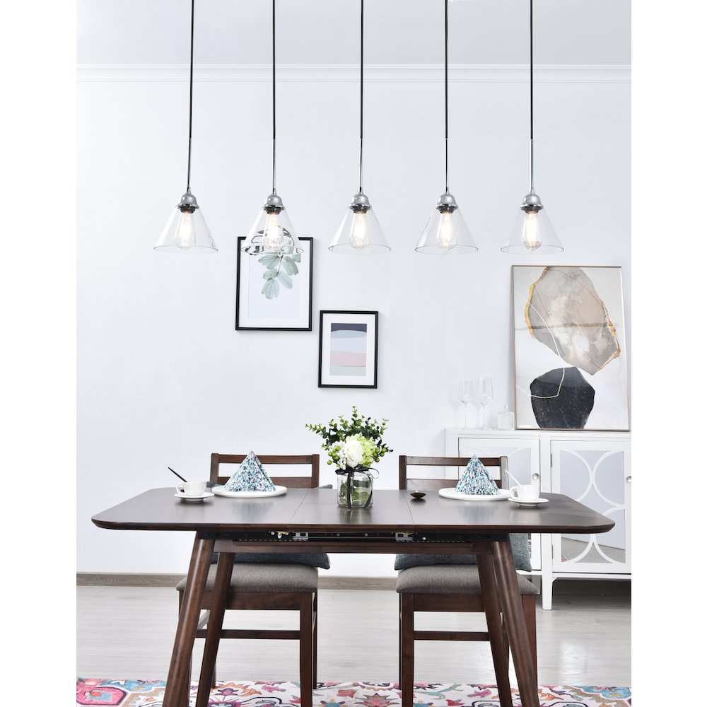 Histoire 5 Light Chrome Pendant. Picture 2