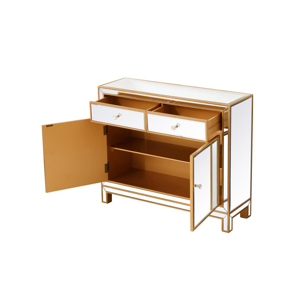 End table 2 drawers 2 doors 38in. W x 12in. D x 32in. H in gold. Picture 6
