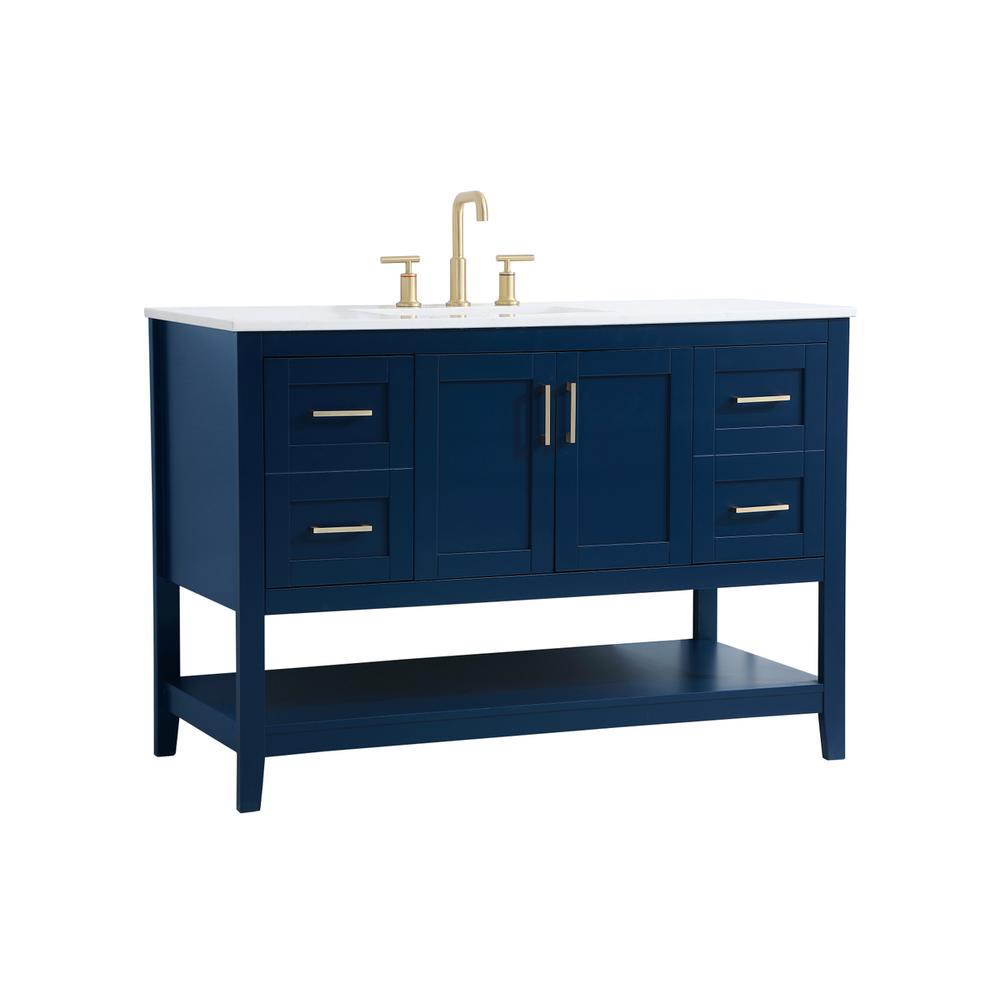 48 inch Single Bathroom Vanity in Blue. Picture 6