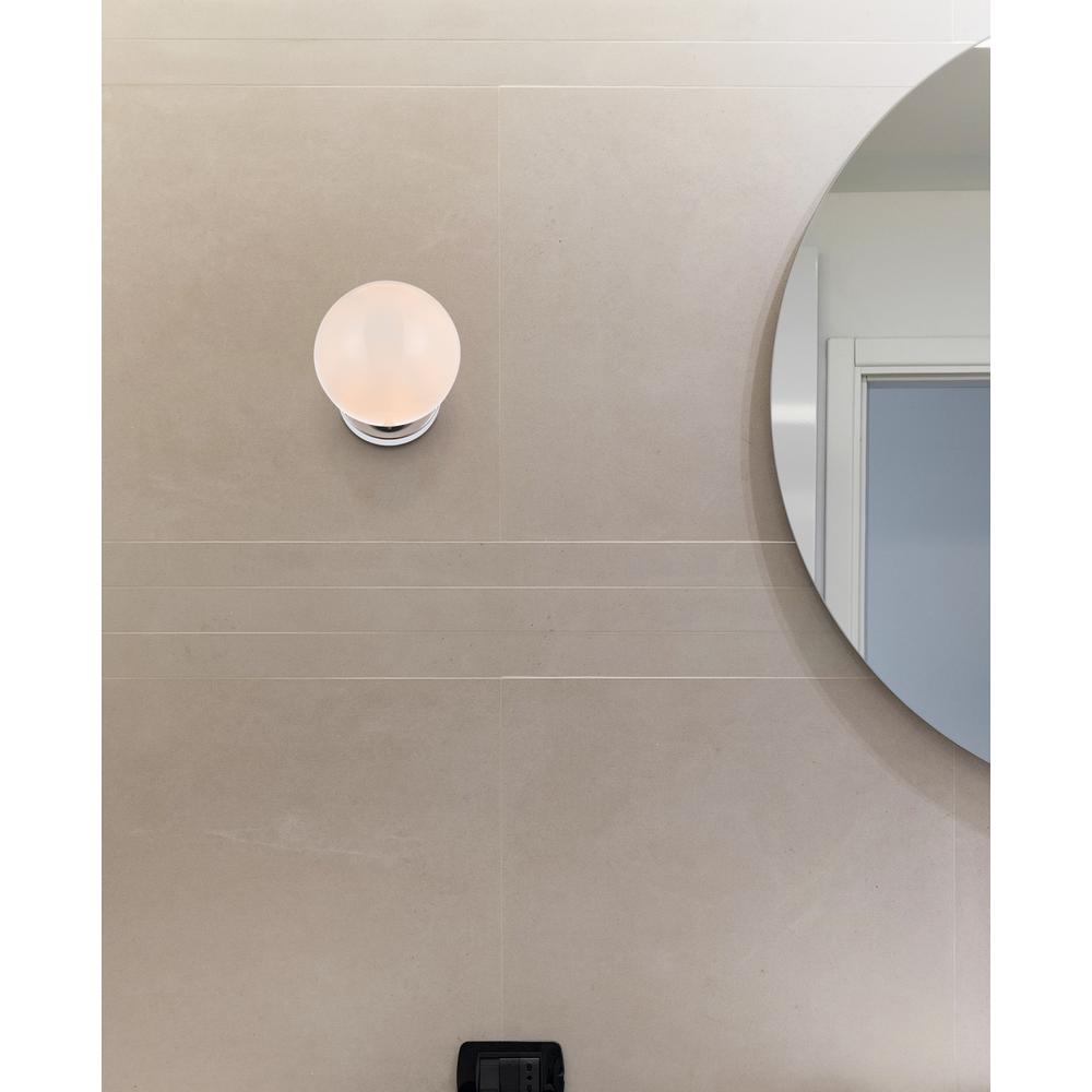 Mimi six inch dual flush mount and bath sconce in chrome with frosted glass. Picture 7