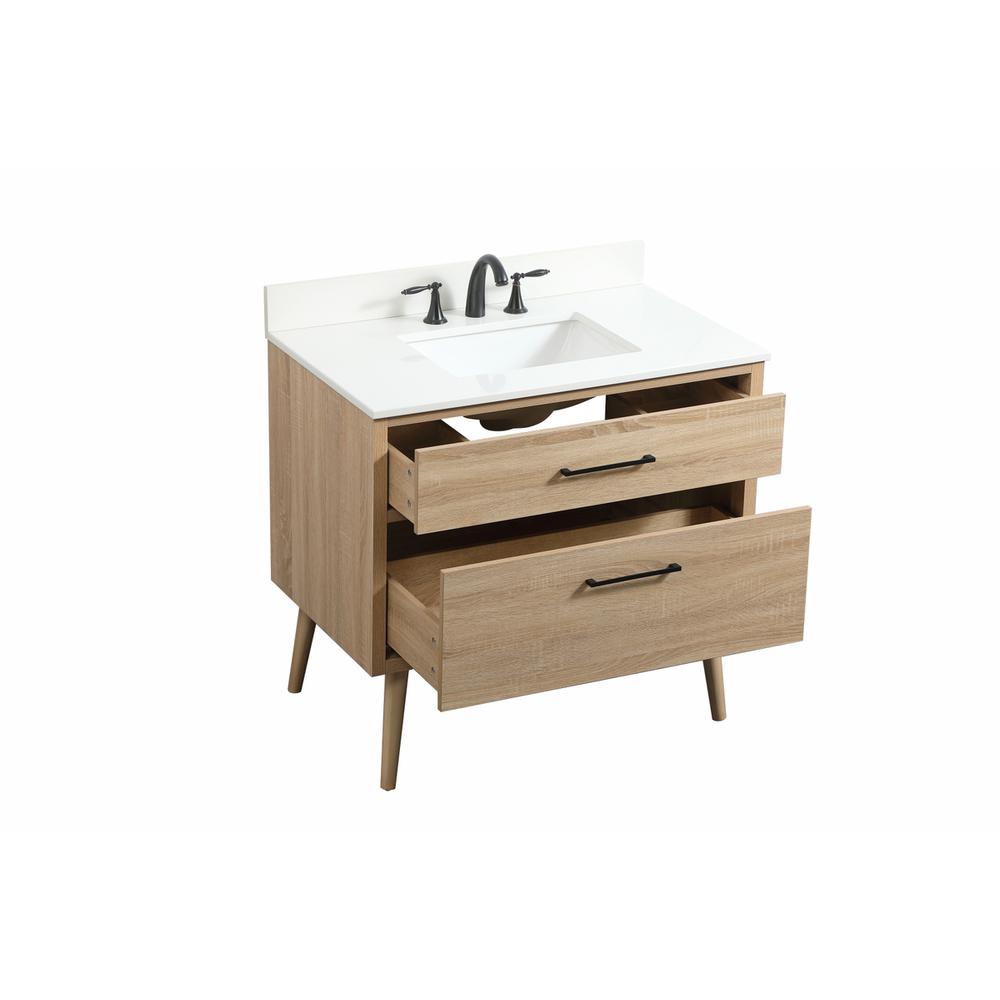 36 inch Single bathroom vanity in mango wood with backsplash. Picture 9