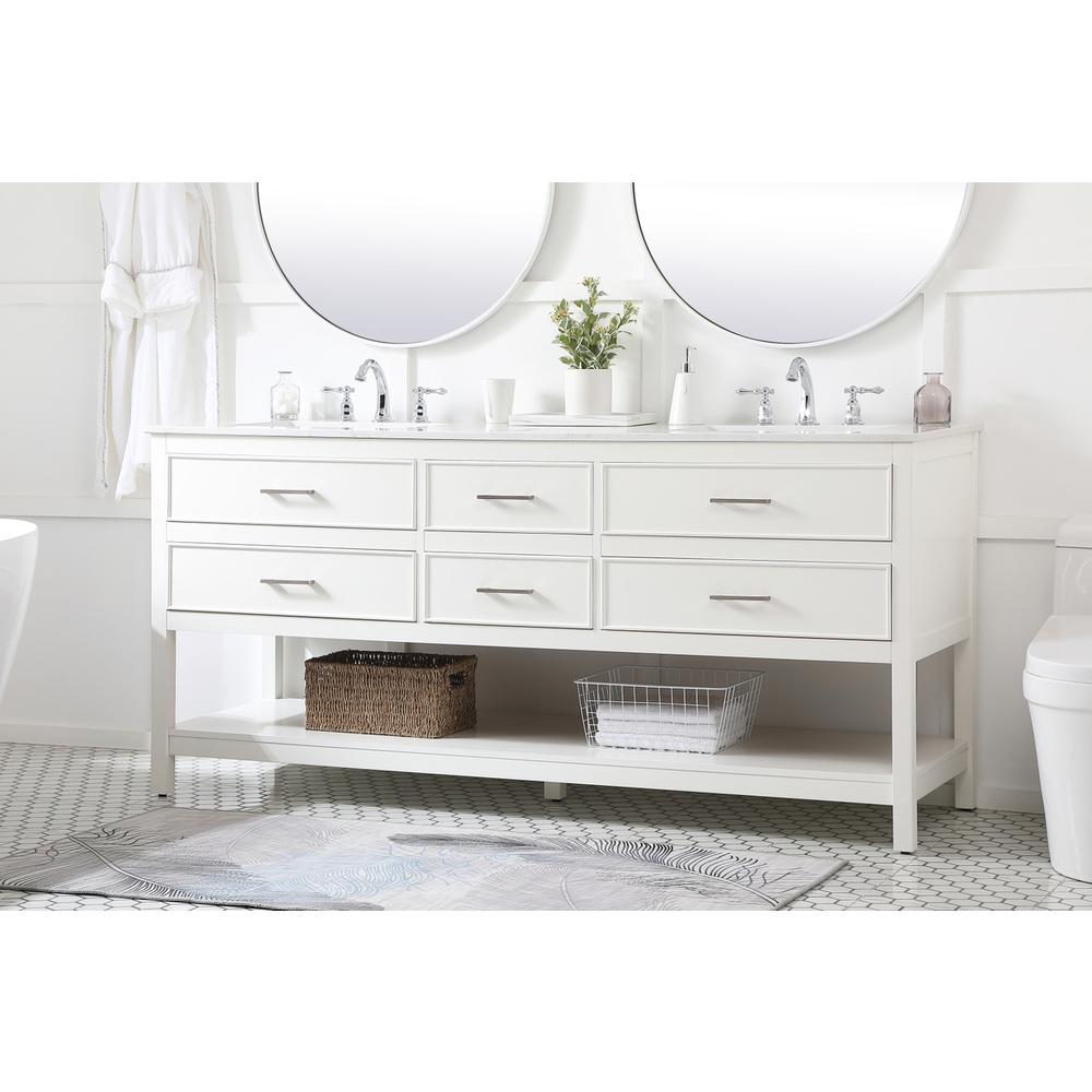 72 inch double bathroom vanity in white. Picture 2