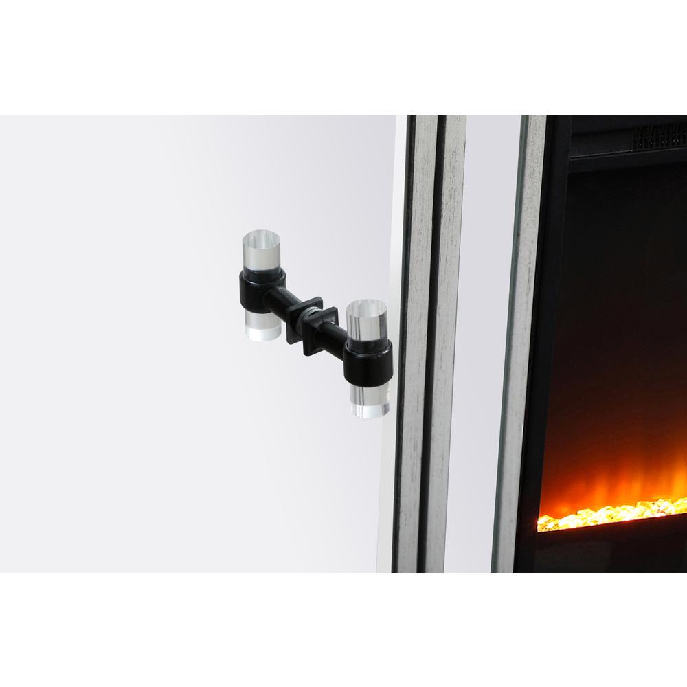 James 72 in. mirrored tv stand with crystal fireplace in black. Picture 9