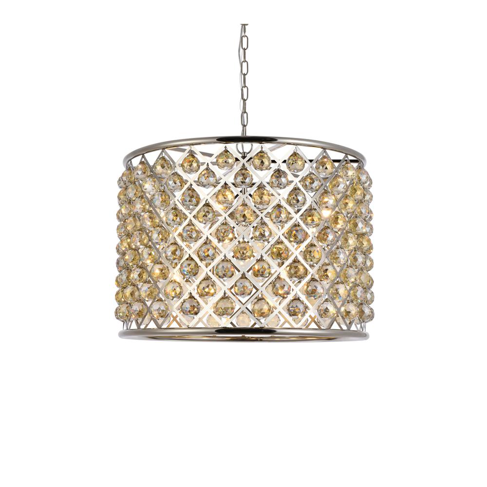 Madison 8 light polished nickel Chandelier Golden Teak (Smoky) Royal Cut Crystal. Picture 2