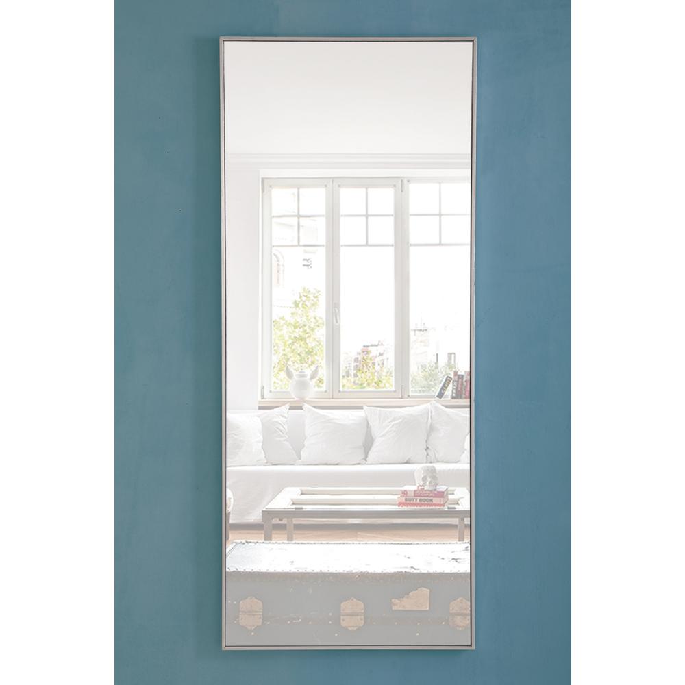 Metal frame Rectangle Mirror 30 inch Silver. Picture 14