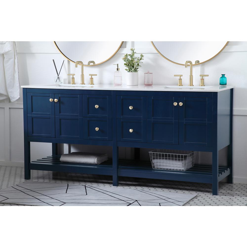 72 inch Double Bathroom Vanity in Blue. Picture 2