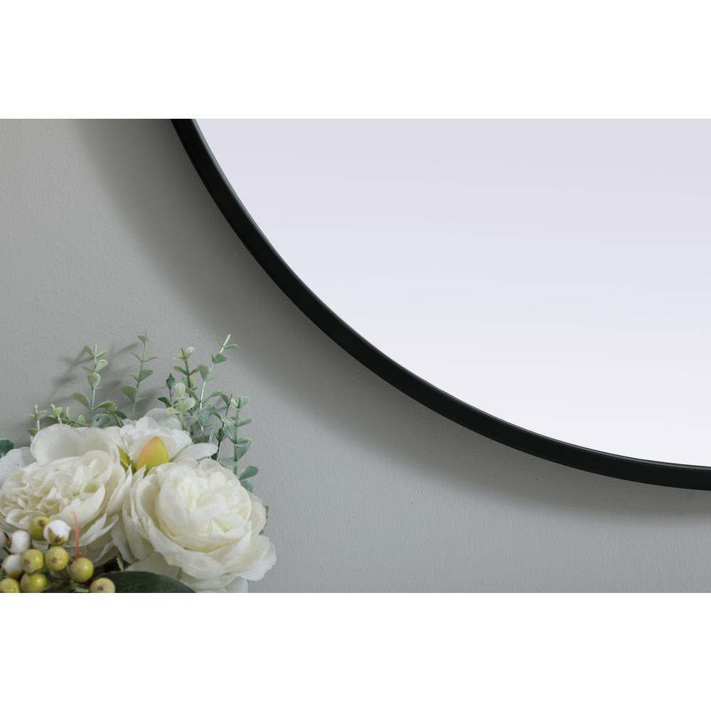 Metal Frame Oval Mirror 24x40 Inch in Black. Picture 5