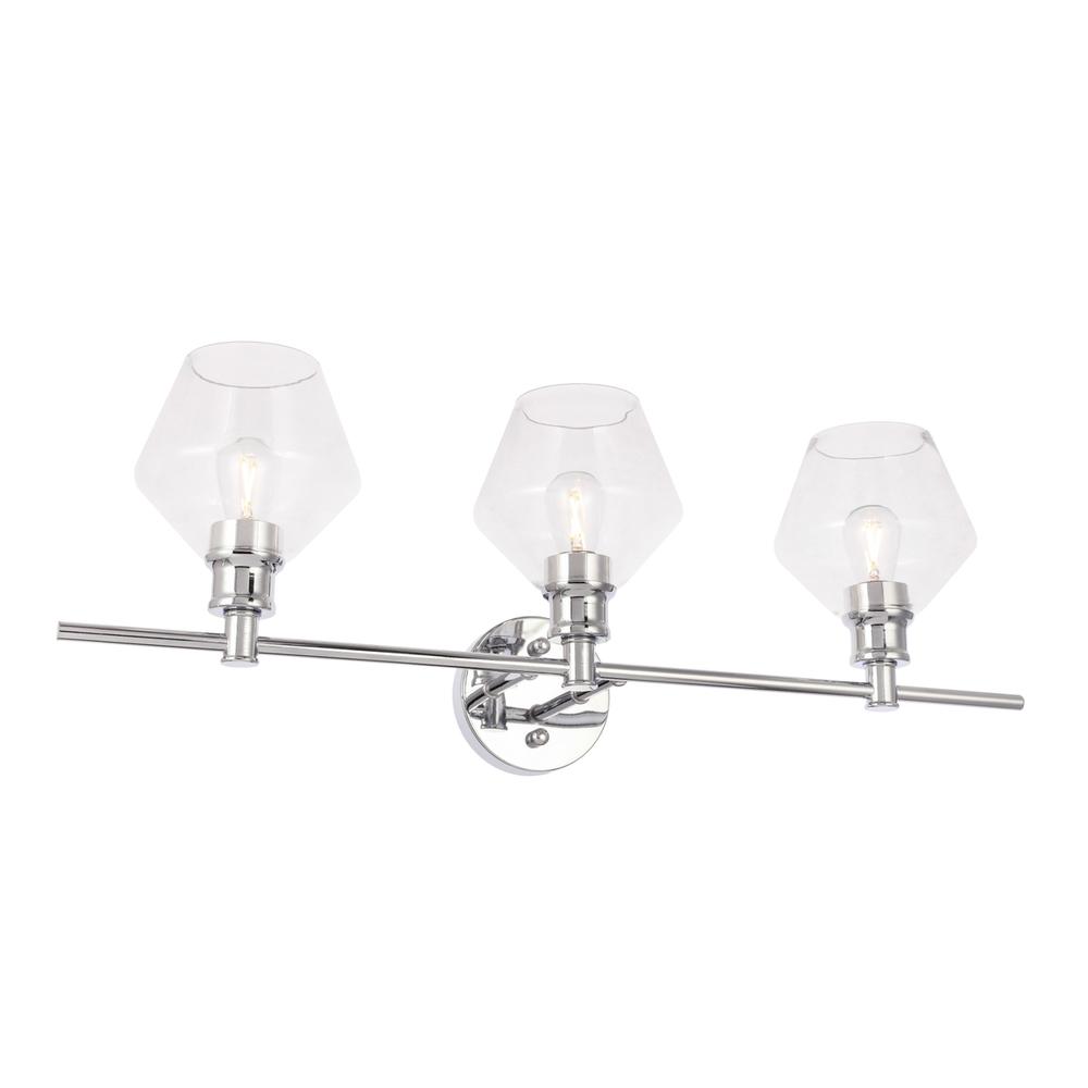 Gene 3 light Chrome and Clear glass Wall sconce. Picture 3