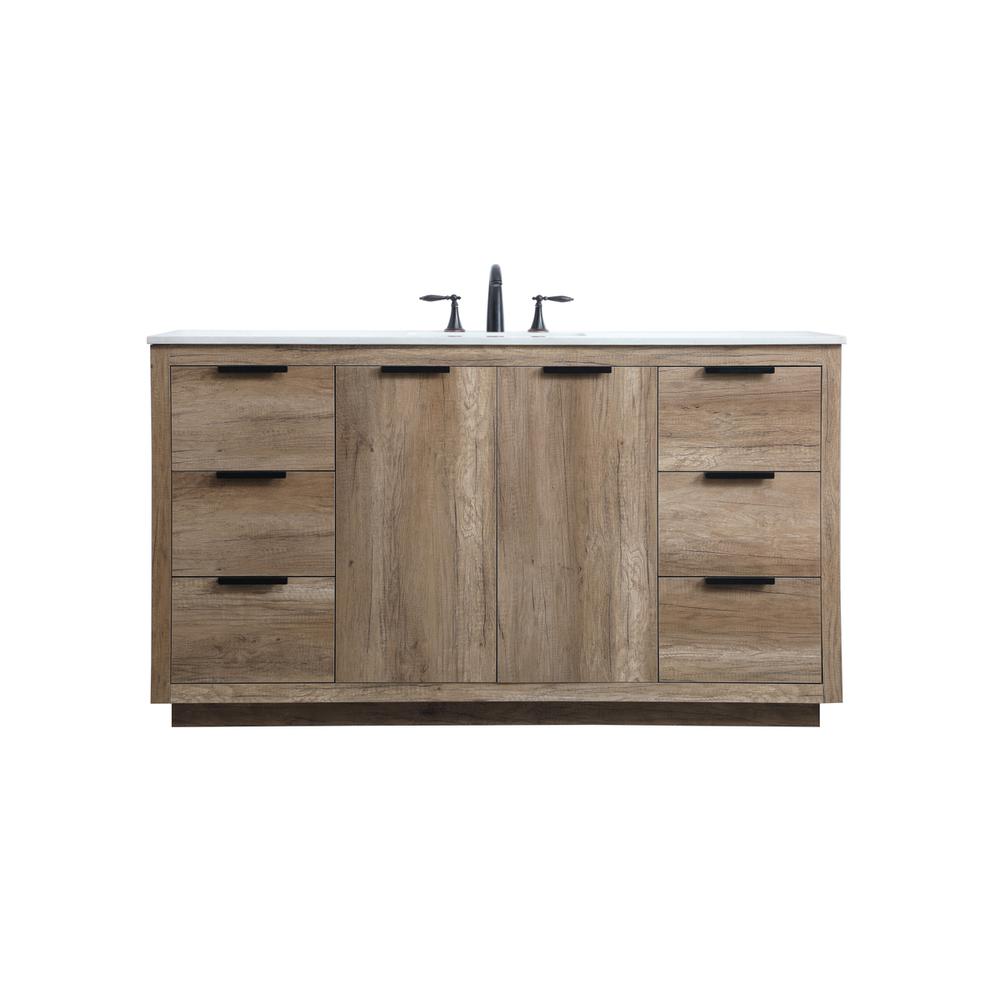 60 Inch SIngle Bathroom Vanity In Natural Oak. Picture 1