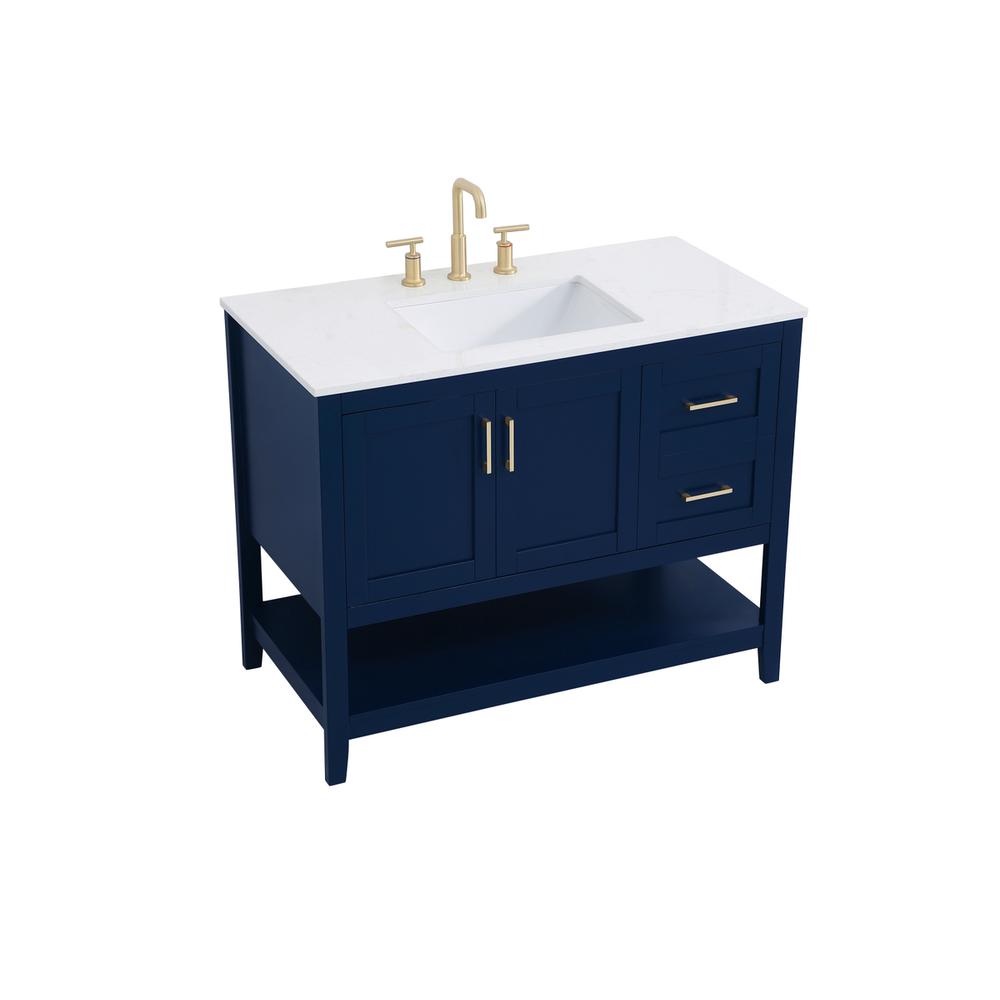 42 inch Single Bathroom Vanity in Blue. Picture 7