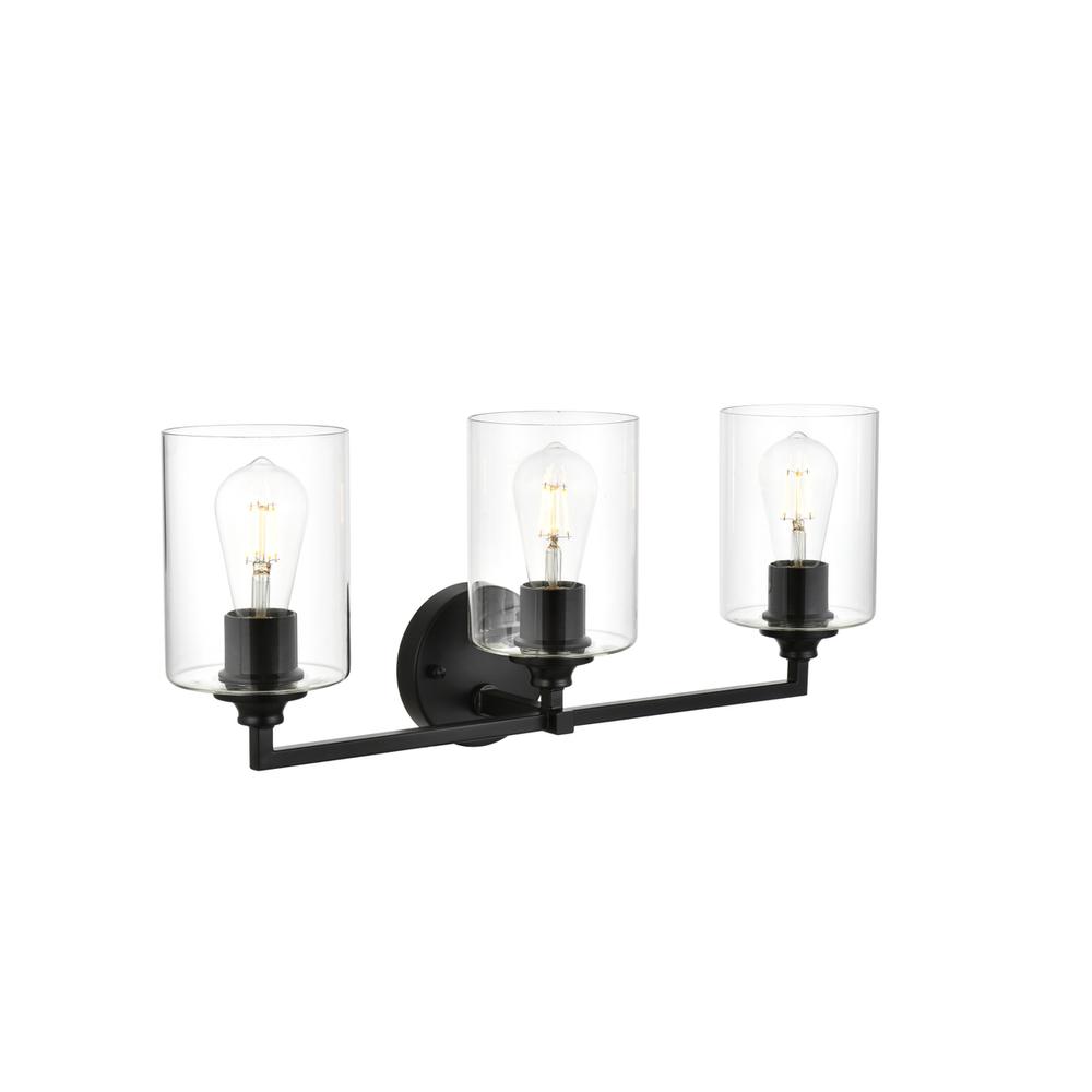 Mayson 3 light Black and Clear Bath Sconce. Picture 3
