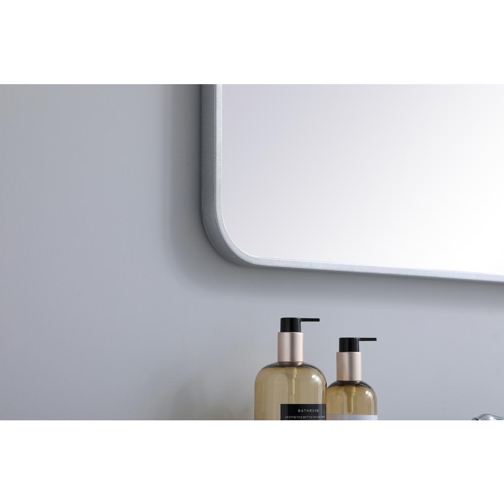 Soft corner metal rectangular mirror 22x40 inch in Silver. Picture 4