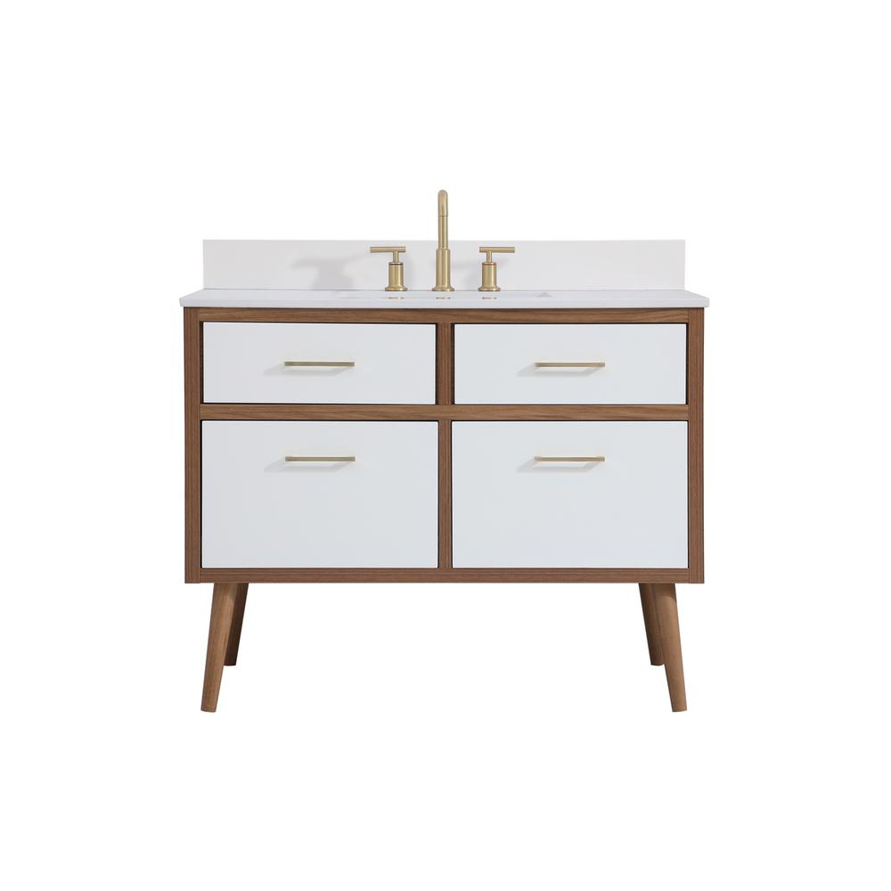 42 inch bathroom Vanity in White with Backsplash. Picture 1
