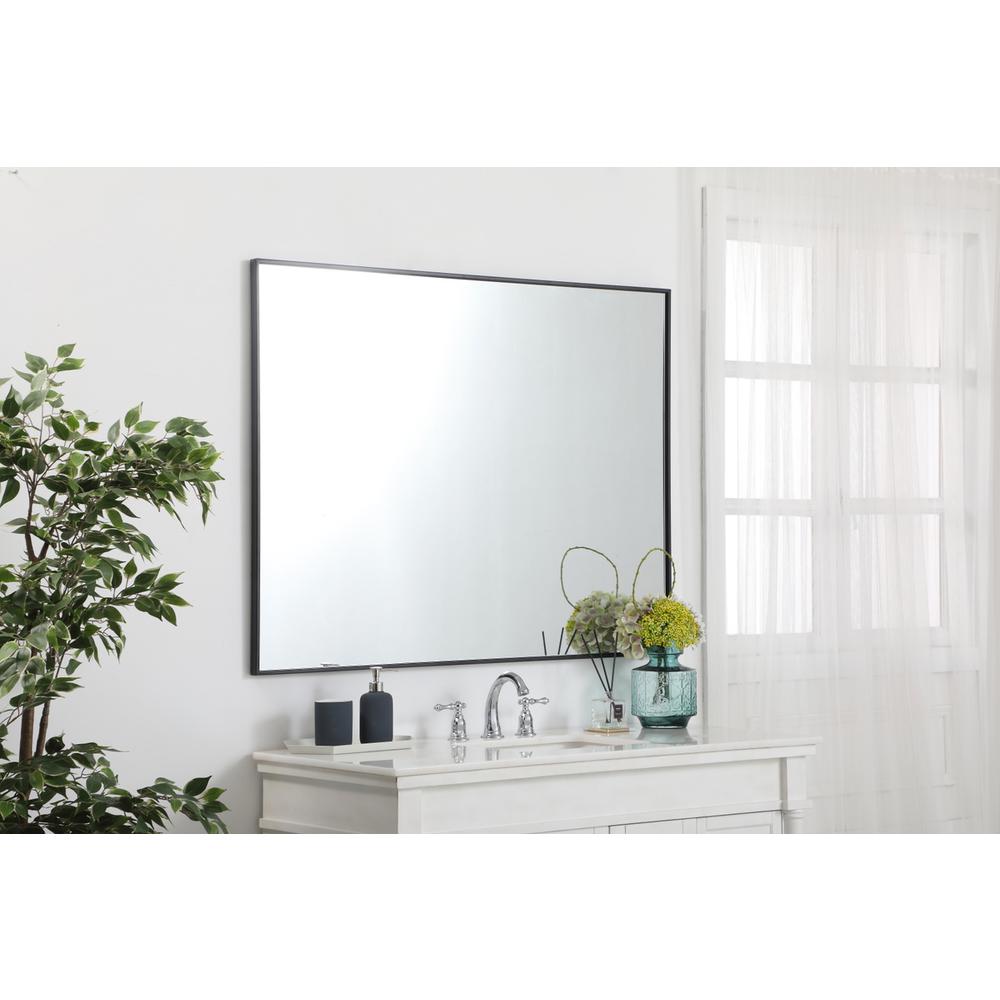 Metal frame rectangle mirror 36 inch in Black. Picture 6