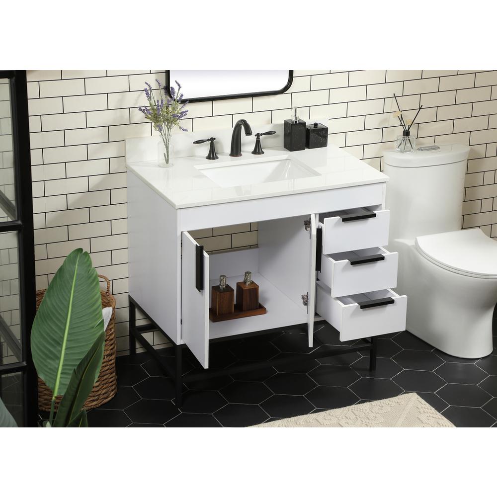 36 inch Single bathroom vanity in white with backsplash. Picture 3