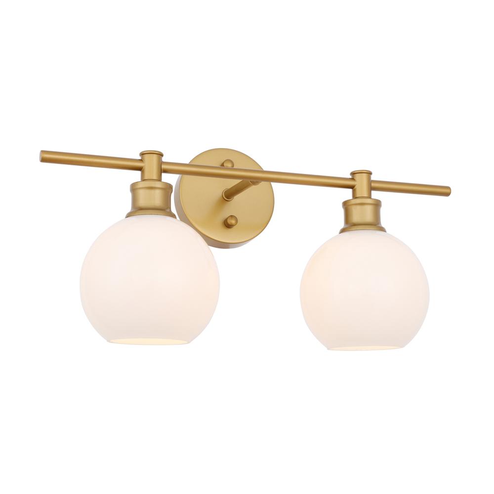 Collier 2 light Brass and Frosted white glass Wall sconce. Picture 13