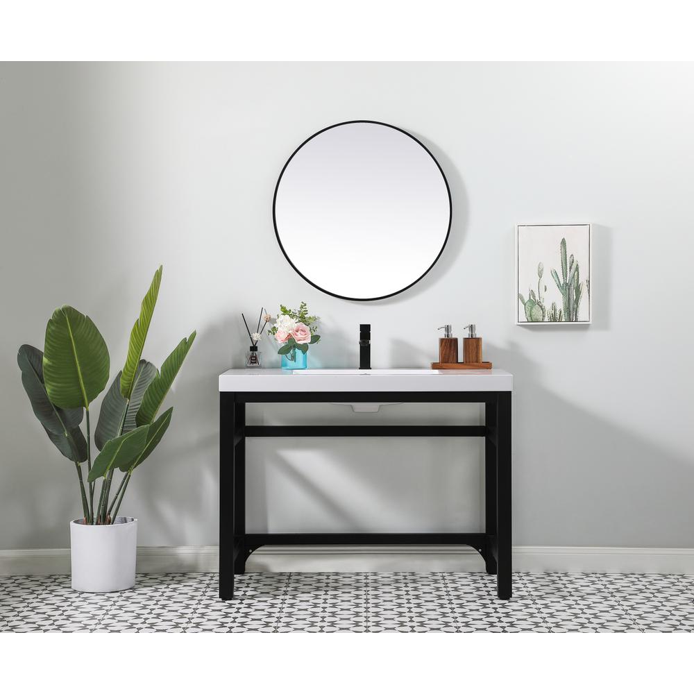 42 inch ADA compliant Single bathroom metal vanity in black. Picture 3