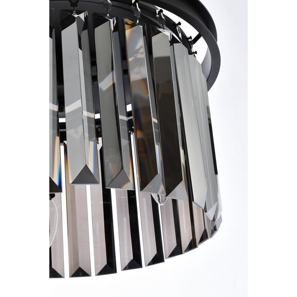 Sydney 3 light Matte Black Pendant Silver Shade (Grey) Royal Cut Crystal. Picture 5