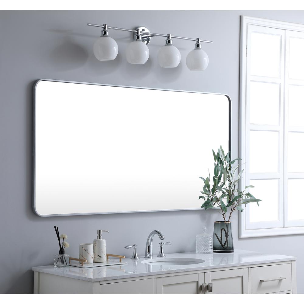 Soft corner metal rectangular mirror 30x60 inch in Silver. Picture 2