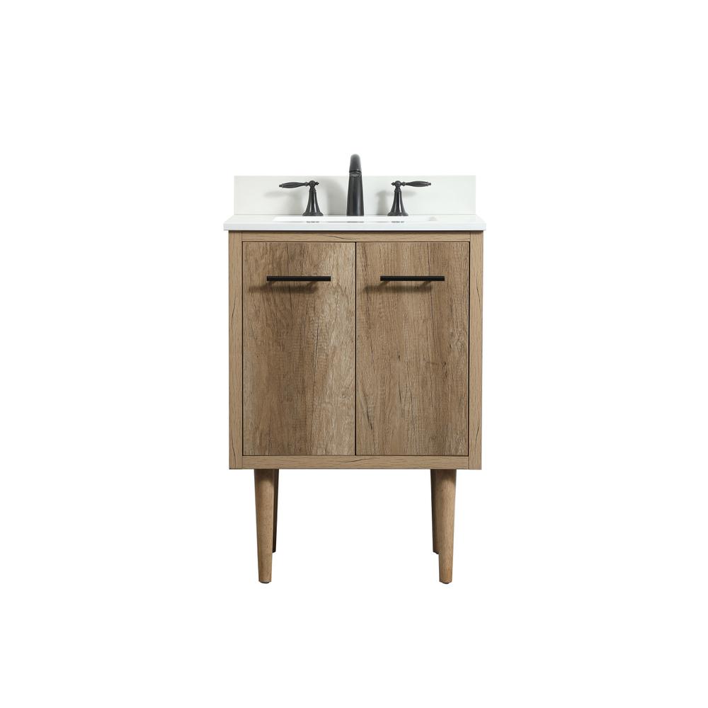 24 inch Single bathroom vanity in natural oak with backsplash. Picture 1