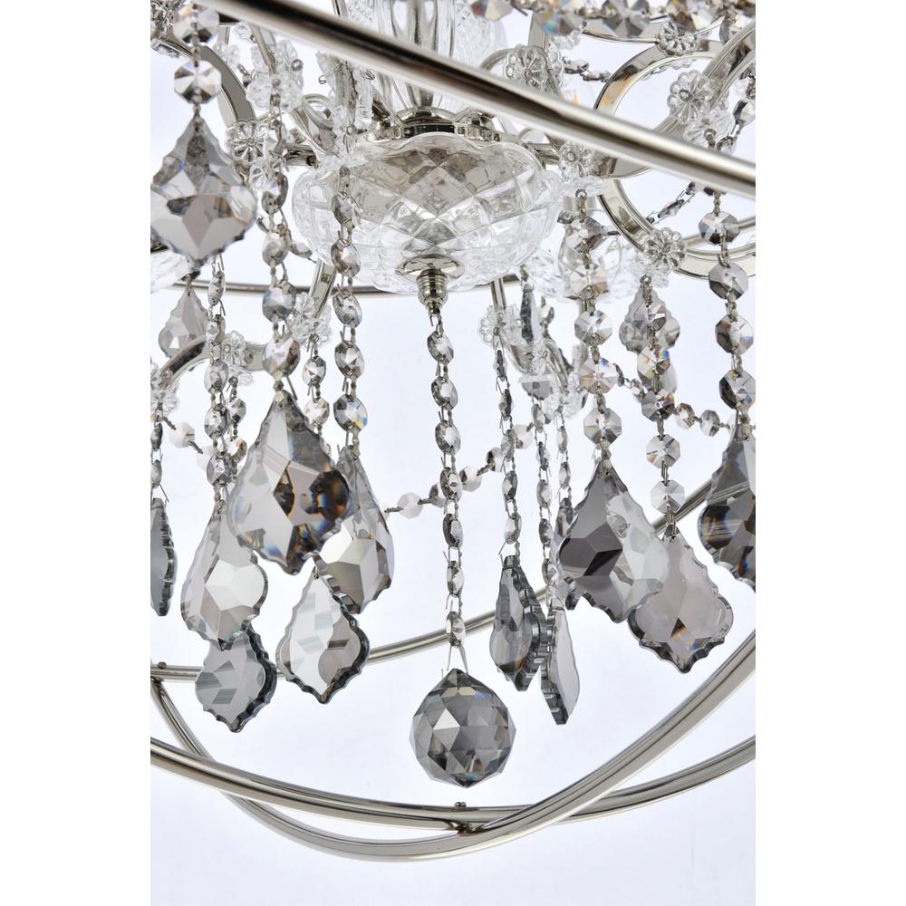Geneva 6 light polished nickel Chandelier Silver Shade (Grey) Royal Cut crystal. Picture 3