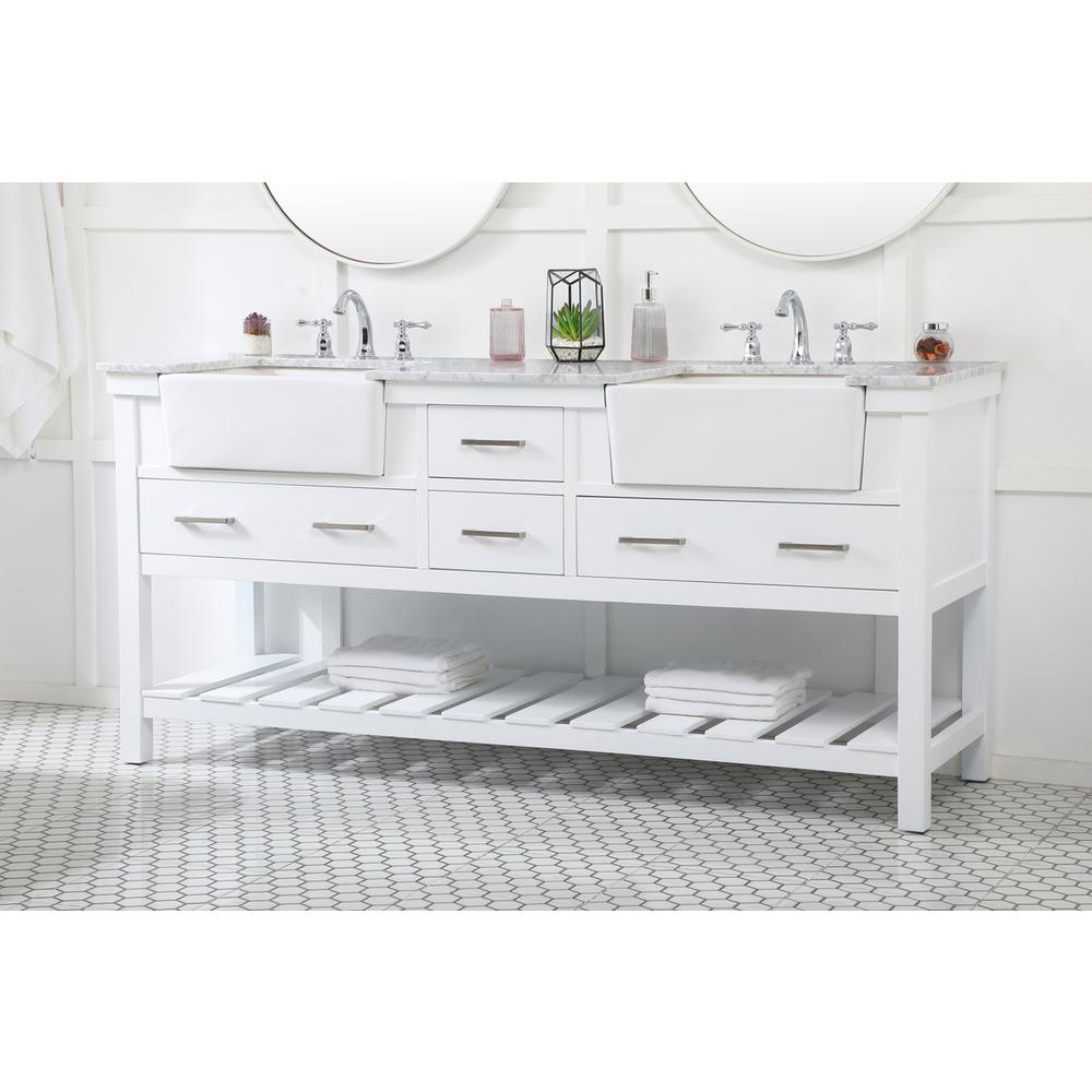 72 inch double bathroom vanity in white. Picture 2