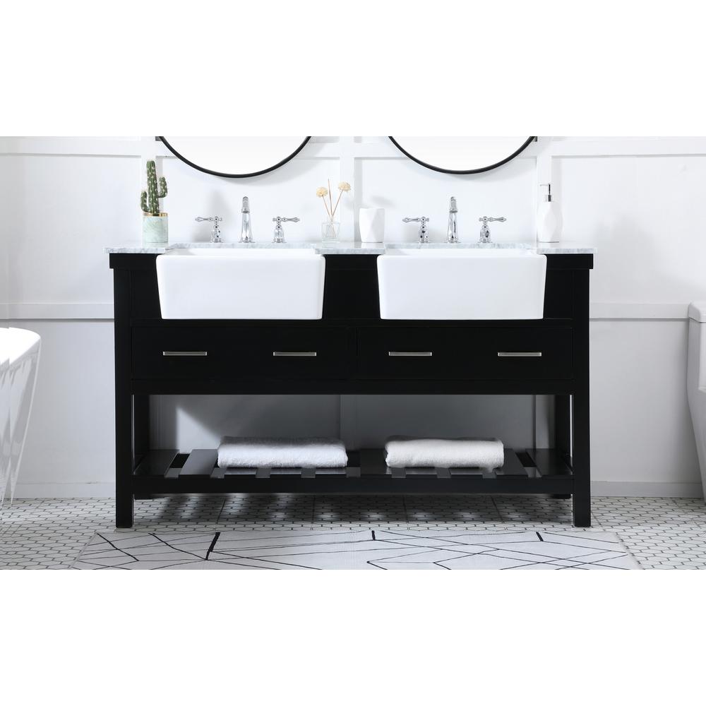 60 inch double bathroom vanity in black. Picture 14