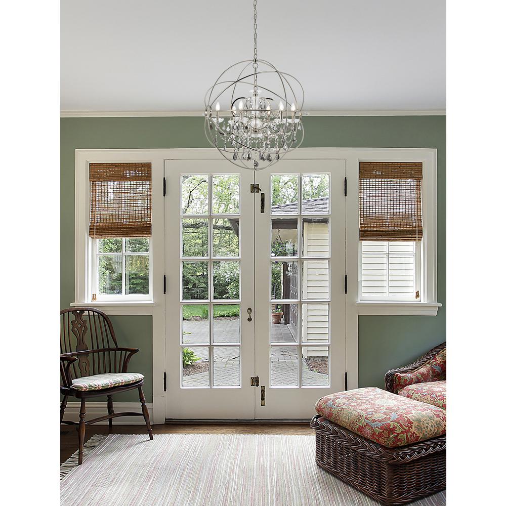 Geneva 6 light polished nickel Chandelier Silver Shade (Grey) Royal Cut crystal. Picture 8