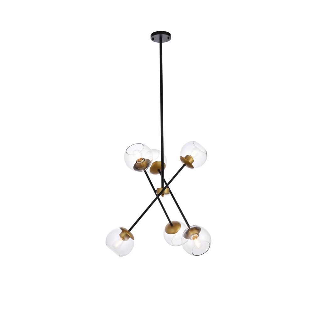 Axl 24 inch pendant in black and brass with clear shade. Picture 1