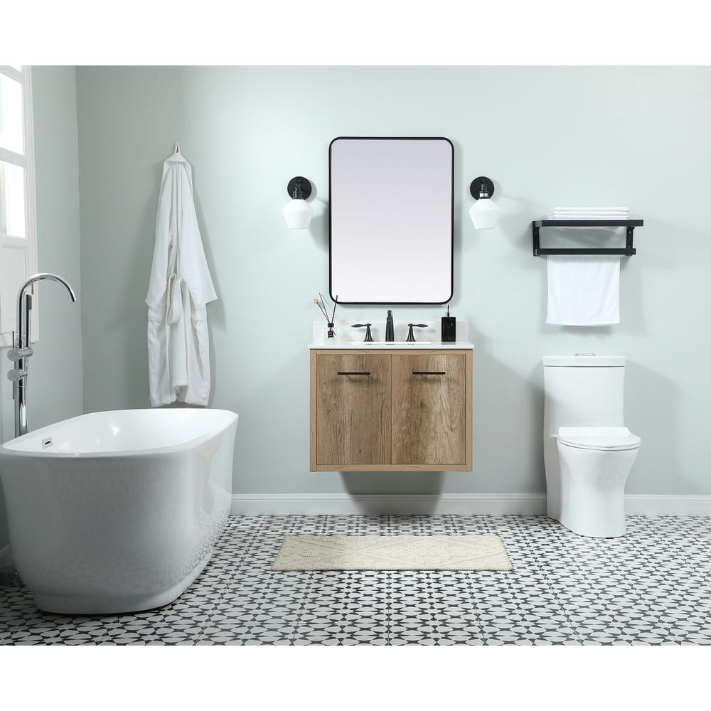30 inch Single bathroom vanity in natural oak with backsplash. Picture 6