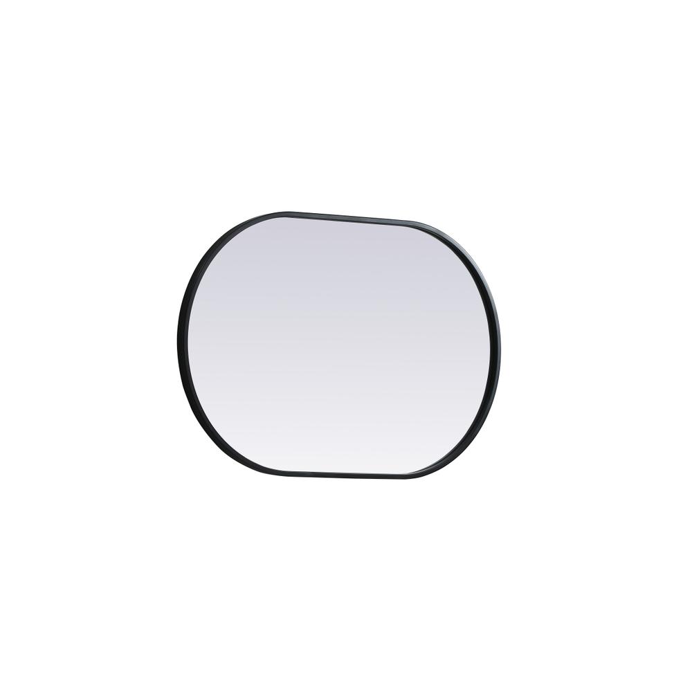 Metal Frame Oval Mirror 20x30 Inch in Black. Picture 9
